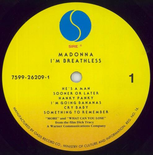 Madonna I'm Breathless - VG vinyl LP album (LP record) Korean MADLPIM850784