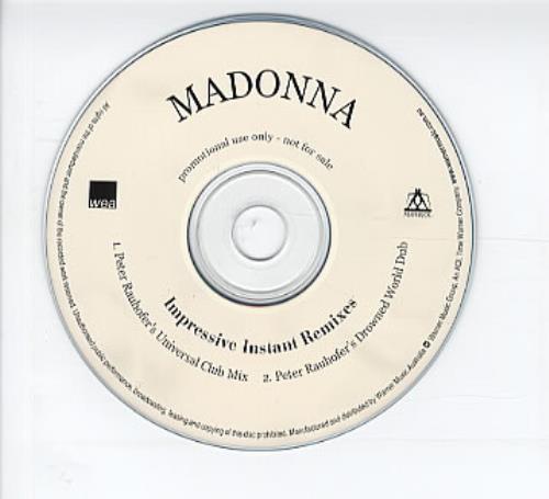 Madonna Impressive Instant Remixes CD-R acetate Australian MADCRIM310598