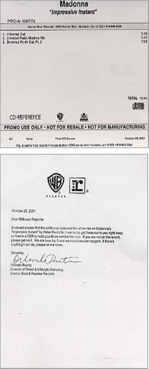 Madonna Impressive Instant CD-R acetate US MADCRIM246252