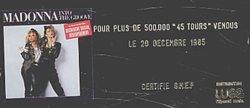 Madonna Into The Groove award disc French MADAWIN331939