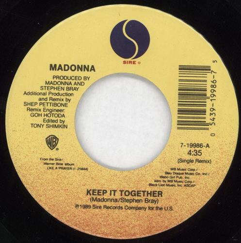 Madonna Keep It Together 7" vinyl single (7 inch record / 45) US MAD07KE72287