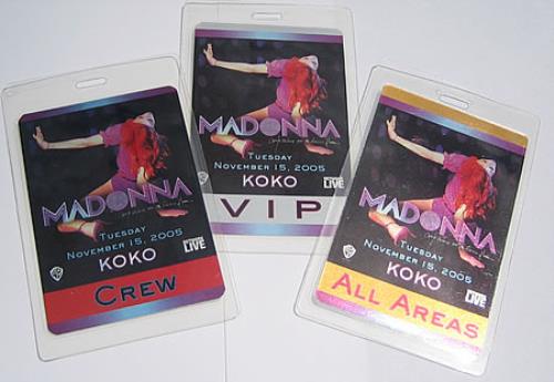 Madonna Koko [Gig Passes] tour pass UK MADTPKO410815