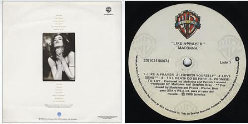 Madonna Like A Prayer vinyl LP album (LP record) Colombian MADLPLI239697