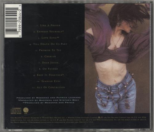 Madonna Like A Prayer CD album (CDLP) US MADCDLI03699
