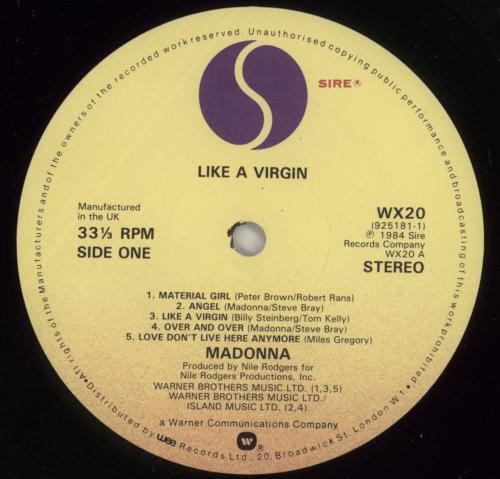 Madonna Like A Virgin - UK - EX vinyl LP album (LP record) UK MADLPLI762561