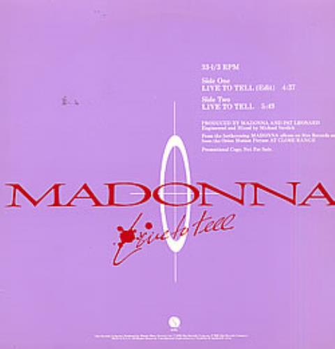 Madonna Live To Tell - Lilac Picture Sleeve 12" vinyl single (12 inch record / Maxi-single) US MAD12LI12388