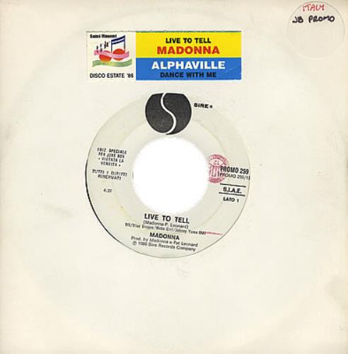 Madonna Live To Tell 7" vinyl single (7 inch record / 45) Italian MAD07LI253952