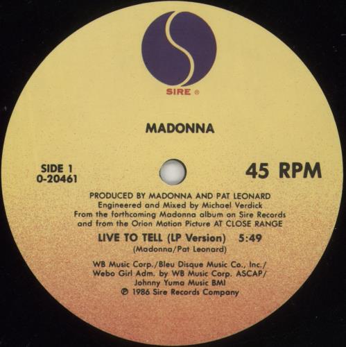 Madonna Live To Tell 12" vinyl single (12 inch record / Maxi-single) US MAD12LI865473