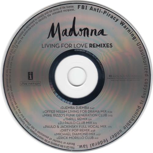 Madonna Living For Love Remixes CD single (CD5 / 5") US MADC5LI668512