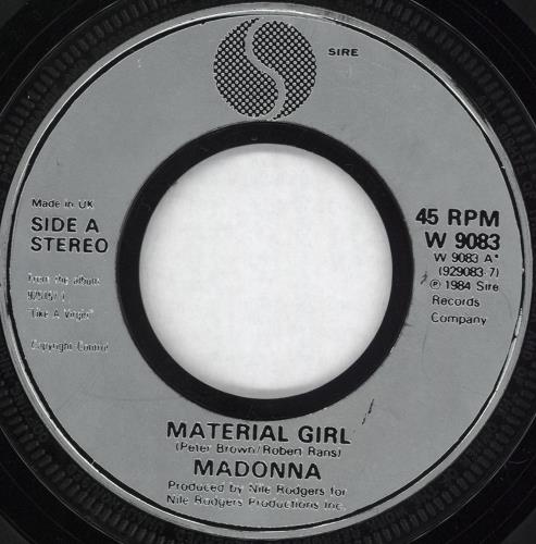 Madonna Material Girl - Inj 7" vinyl single (7 inch record / 45) UK MAD07MA559594