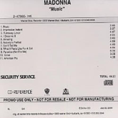 Madonna Music CD-R acetate US MADCRMU172427