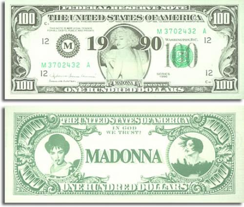 Madonna One Thousand Dollars memorabilia US MADMMON427092