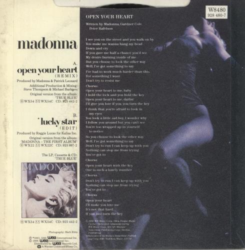 Madonna Open Your Heart - Paper labels + Matt sleeve 7" vinyl single (7 inch record / 45) UK MAD07OP577671
