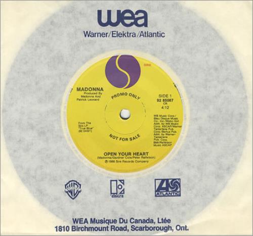 Madonna Open Your Heart 7" vinyl single (7 inch record / 45) Canadian MAD07OP117518