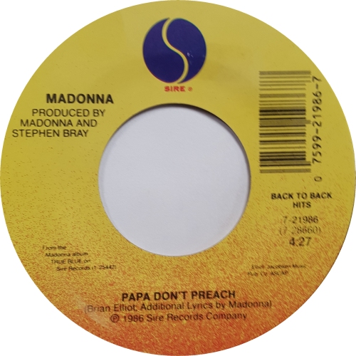 Madonna Papa Don't Preach 7" vinyl single (7 inch record / 45) US MAD07PA375968