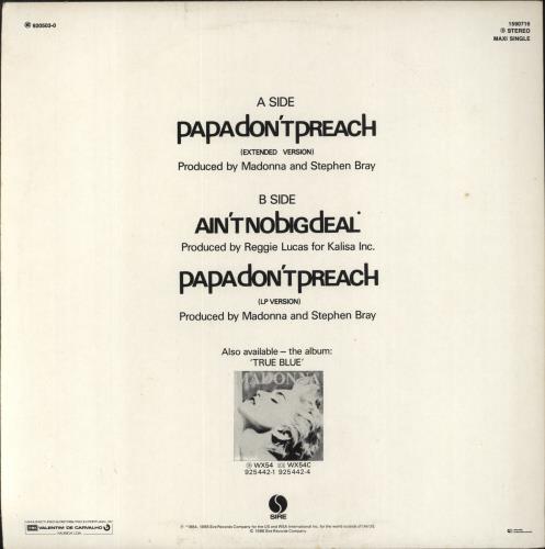 Madonna Papa Don't Preach 12" vinyl single (12 inch record / Maxi-single) Portuguese MAD12PA816174