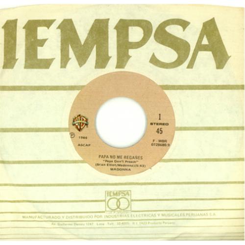Madonna Papa No Me Reganes 7" vinyl single (7 inch record / 45) Peruvian MAD07PA421111