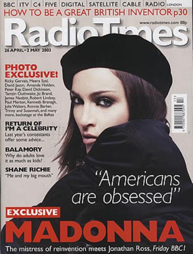 Madonna Radio Times - April/May 2003 magazine UK MADMARA378933