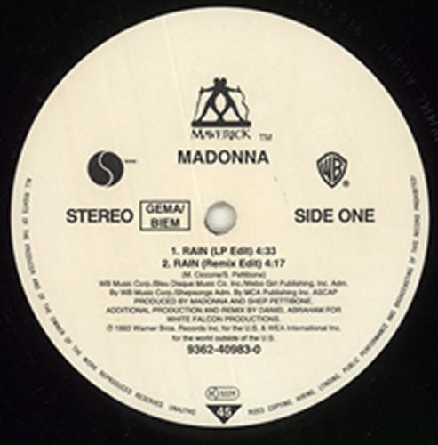 Rain　Madonna　12”　レコード　マドンナ Madonna Rain German 12