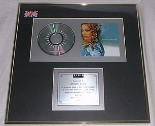 Madonna Ray Of Light - Double Platinum award disc UK MADAWRA217835