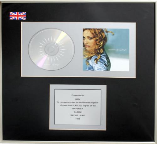 Madonna Ray Of Light - Platinum in-house award disc UK MADAIRA543531