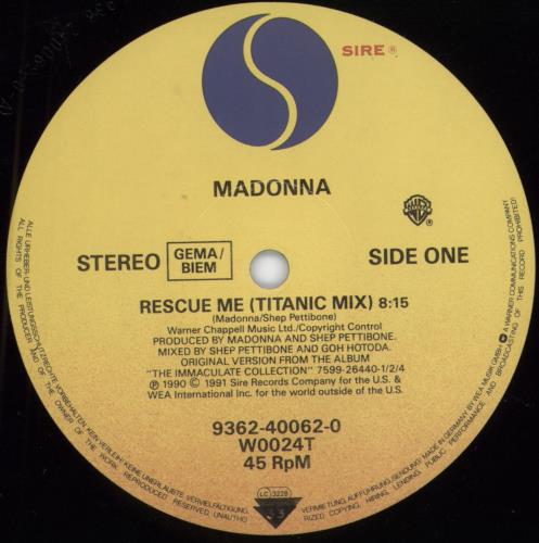 Madonna Rescue Me - White Sleeve 12" vinyl single (12 inch record / Maxi-single) German MAD12RE49761