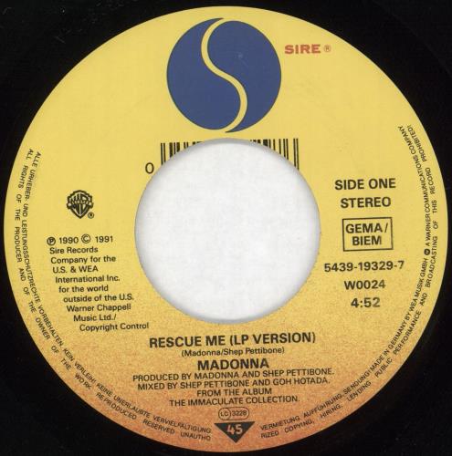 Madonna Rescue Me - Wide 7" vinyl single (7 inch record / 45) German MAD07RE721245