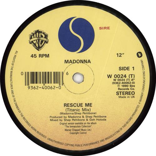 Madonna Rescue Me 12" vinyl single (12 inch record / Maxi-single) UK MAD12RE35784