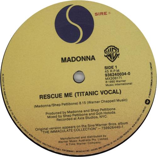 Madonna Rescue Me 12" vinyl single (12 inch record / Maxi-single) Australian MAD12RE05465