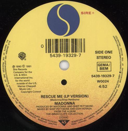 Madonna Rescue Me 7" vinyl single (7 inch record / 45) German MAD07RE73472