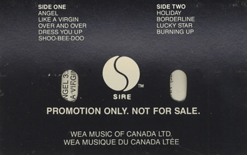 Madonna Sampler cassette album Canadian MADCLSA78796