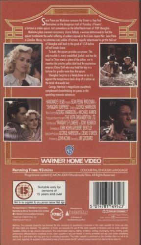 Madonna Shanghai Surprise video (VHS or PAL or NTSC) UK MADVISH260859