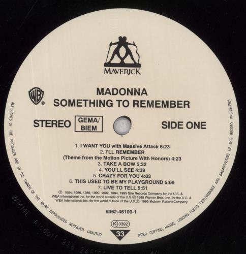 Madonna Something To Remember - Mint vinyl LP album (LP record) UK MADLPSO113744