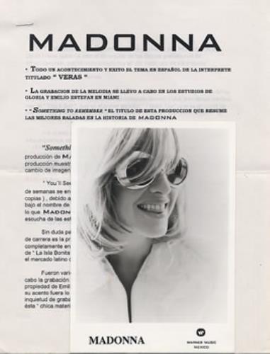 Madonna Something To Remember media press pack Mexican MADPPSO132243