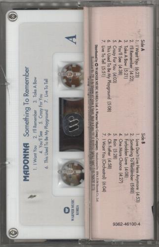 Madonna Something To Remember cassette album Korean MADCLSO861305