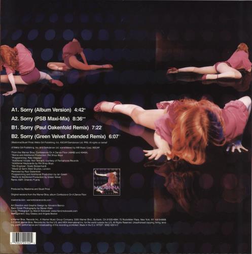 Madonna Sorry - Stickered Sleeve 12" vinyl single (12 inch record / Maxi-single) UK MAD12SO350296