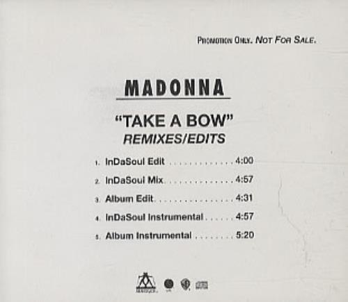 Madonna Take A Bow - Remixes/Edits CD single (CD5 / 5") US MADC5TA40520