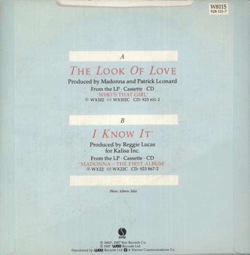 Madonna The Look Of Love - Yellow Sire Label 7" vinyl single (7 inch record / 45) UK MAD07TH05345