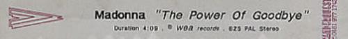 Madonna The Power Of Goodbye video (VHS or PAL or NTSC) UK MADVITH123390