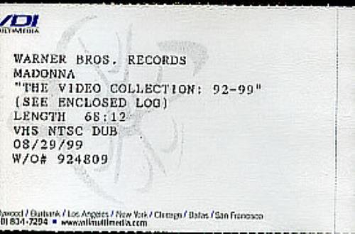 Madonna The Video Collection video (VHS or PAL or NTSC) US MADVITH145881