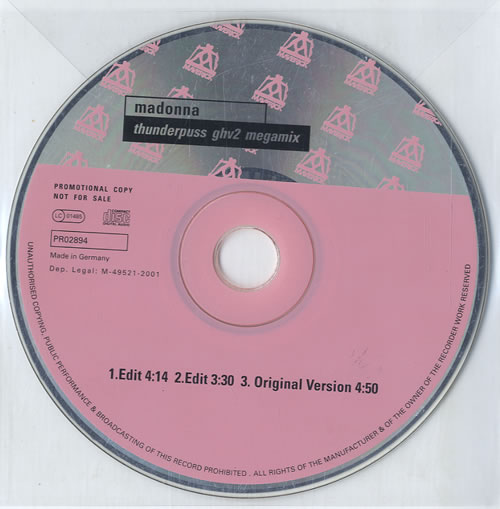 Madonna Thunderpuss GHV2 Megamix CD single (CD5 / 5") UK MADC5TH578404