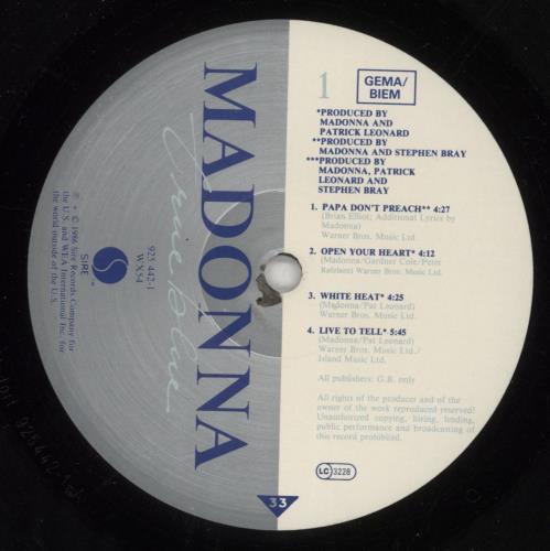 Madonna True Blue + Poster - 2 Stickers - Shrink vinyl LP album (LP record) UK MADLPTR865627