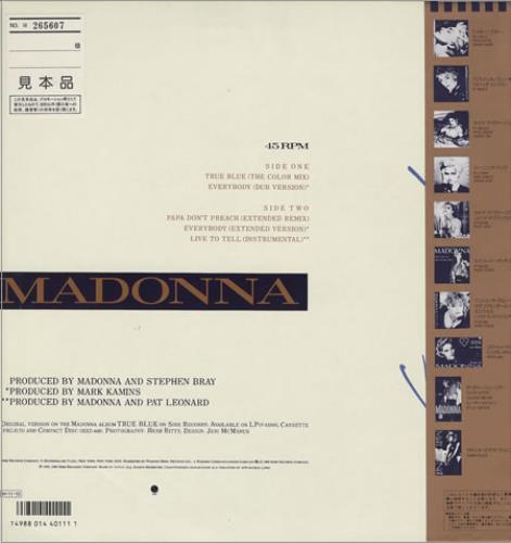 Madonna True Blue Super Club Mixes 12" vinyl single (12 inch record / Maxi-single) Japanese MAD12TR167713