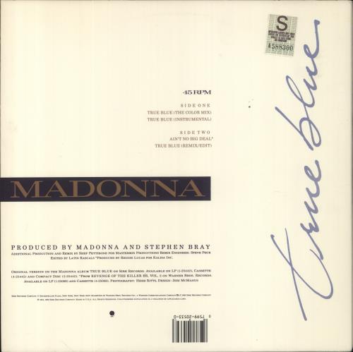 Madonna True Blue 12" vinyl single (12 inch record / Maxi-single) US MAD12TR333242
