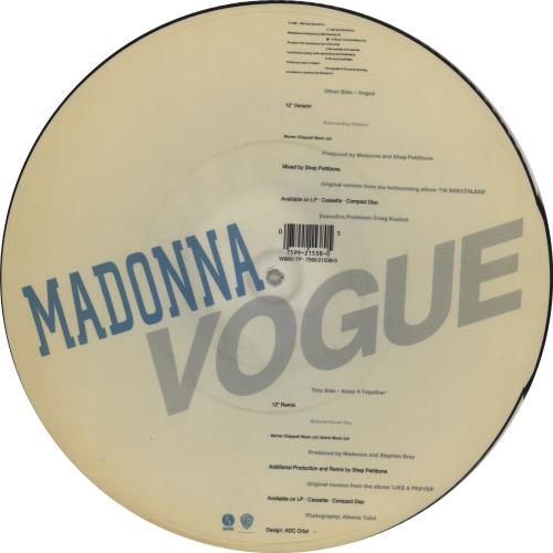 Madonna Vogue - EX 12" vinyl picture disc (12 inch picture record) UK MAD2PVO750907