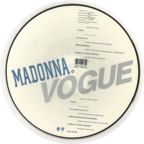 Madonna Vogue - stickered pvc 12" vinyl picture disc (12 inch picture record) UK MAD2PVO370805