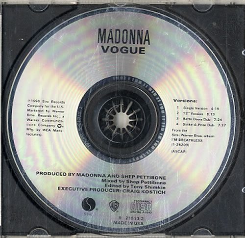 Madonna Vogue CD single (CD5 / 5") US MADC5VO03705