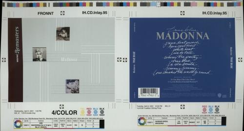 Madonna Warner Remasters Artwork Proofs artwork UK MADARWA654772