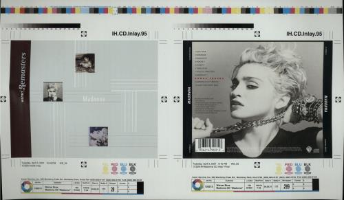 Madonna Warner Remasters Artwork Proofs artwork UK MADARWA654772