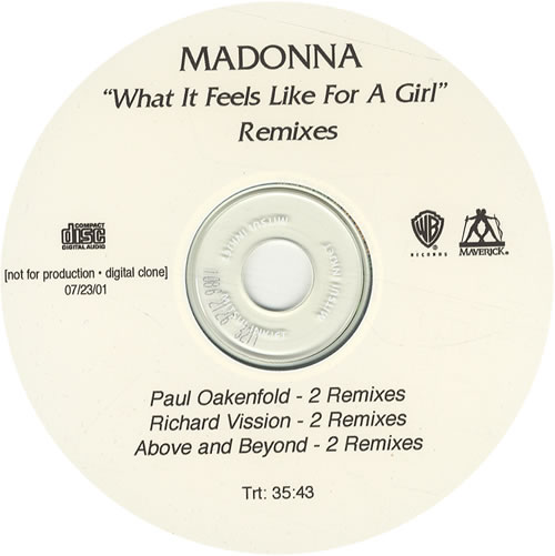 Madonna What It Feels Like For A Girl - withdrawn CD-R acetate US MADCRWH180939